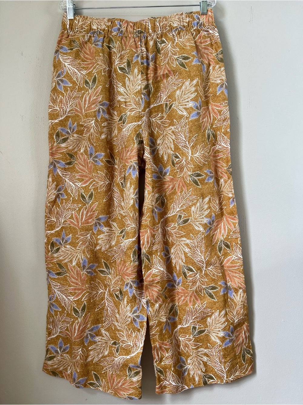 Cynthia Rowley Linen Floral Wide Leg Ankle Pants Mustard Floral Size L - Picture 11 of 14